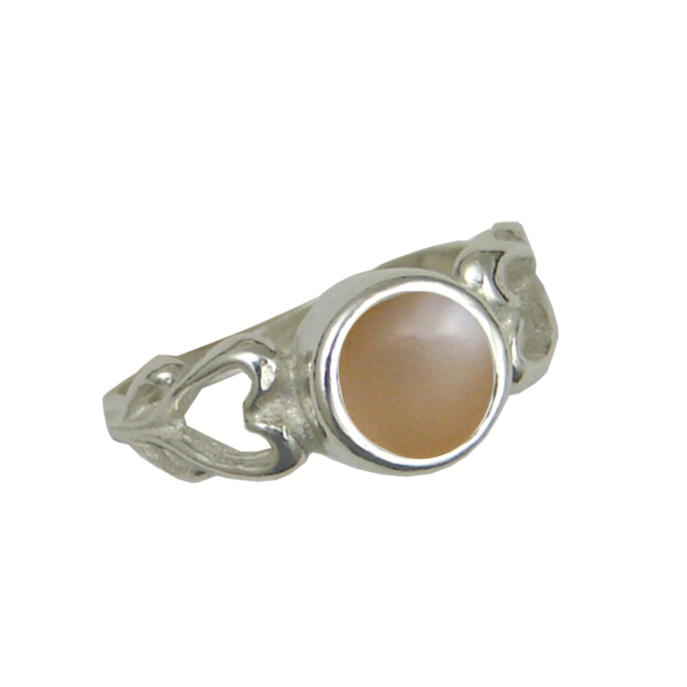 Sterling Silver When Two Hearts Are One Ring With Peach Size 8